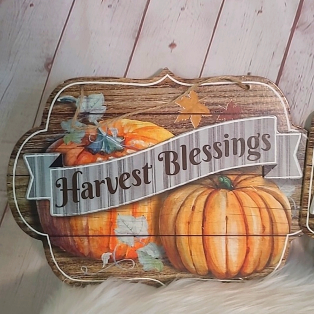 Pair Hobby Lobby Thanksgiving Harvest Fall Pumpkin Sunflower Hanging Wall Decor - Picture 6 of 14